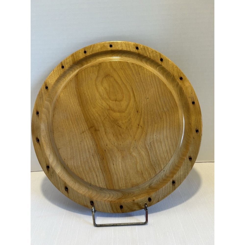 Vintage Woodbury's Woodware Hand‎ Turned Wooden Bowl 14" Vermont Maple Plate